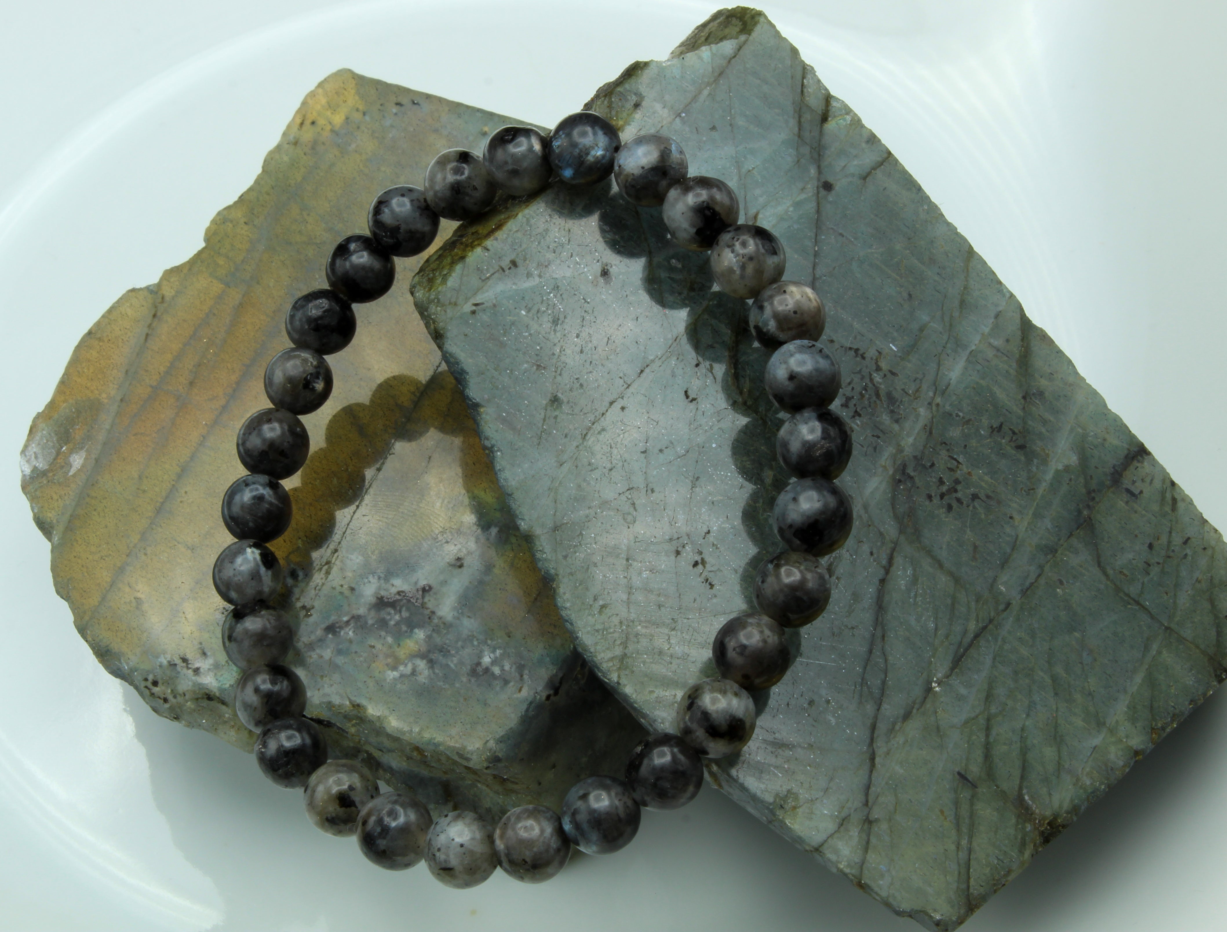 Larvikite Labradorite Stone Bead Gemstone Bracelet