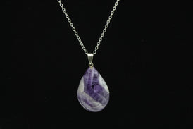 Chevron Amethyst Pendant Necklace
